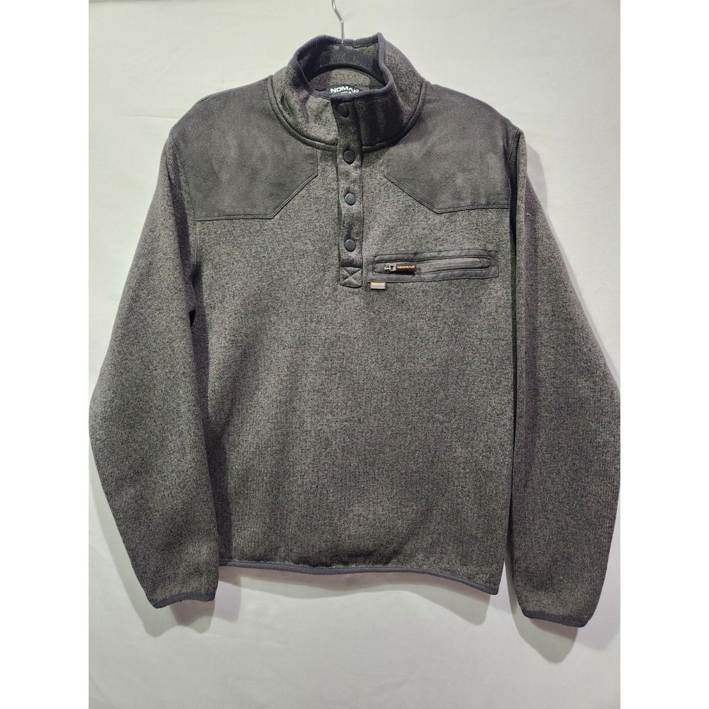 Nomad Mens Pullover Fleece Quarter Snap Gray Heathered Outdoors Hunting Jacket‎
